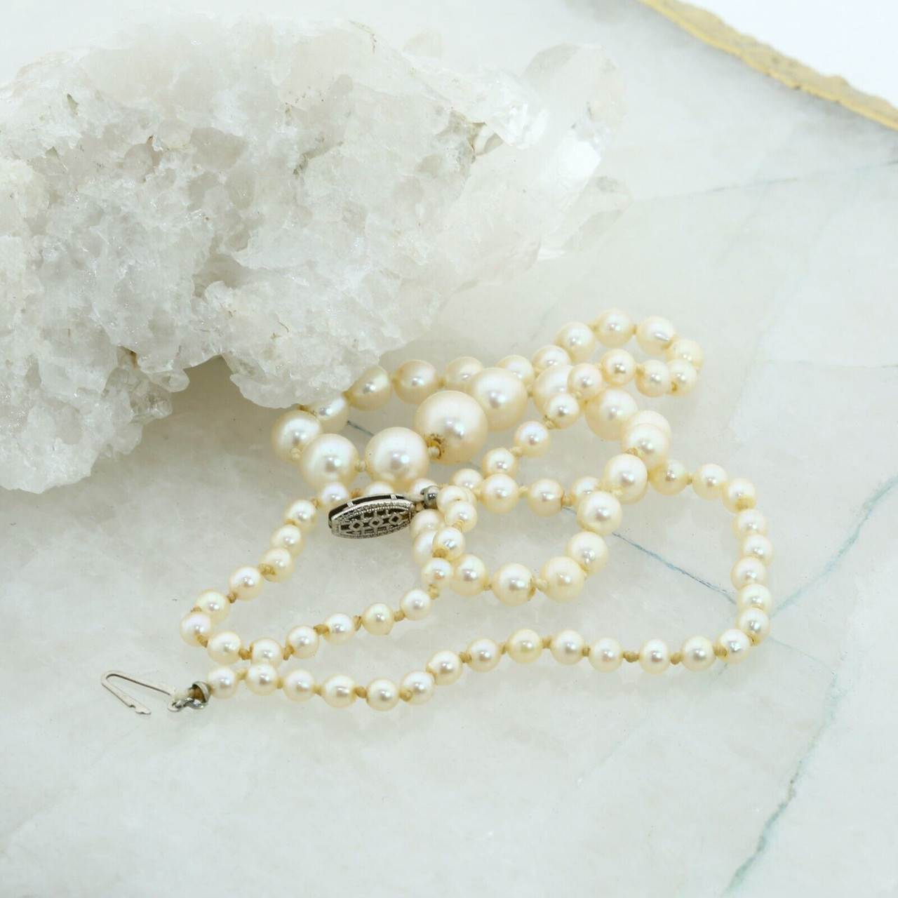 Triple Strand White Freshwater Pearl Necklace